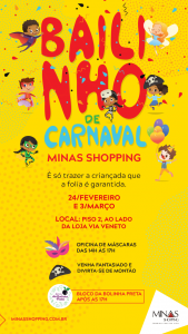 Minas Shopping promove “Bailinho de Carnaval” e oficina de máscaras para crianças