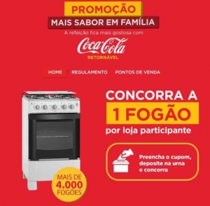 Coca-Cola FEMSA Brasil vai sortear 4 mil fogões para os consumidores de garrafas retornáveis