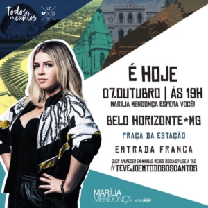 É hoje! Marília Mendonça realiza show GRATUITO em BH