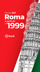 Pacote Roma R$ 1.999,00 para 2021 (Aéreo + Hotel + Taxa Grátis)