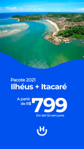 Pacote Ilhéus + Itacaré para 2021 (Aéreo + Hotel c/ Café da Manhã + Opção de Transfer)