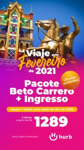 Pacote Beto Carrero + Ingresso R$ 1.289,00 para 2021 (Aéreo + Hotel + Taxa Grátis)