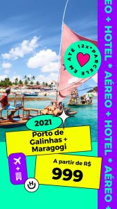 Pacote Aéreo + Hotel Porto de Galinhas + Maragogi R$ 999,00 para Segundo Semestre 2021 (Aéreo + Hotel + Café da Manhã)