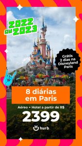 Pacote Paris com 2 Dias de Parque Disneyland Paris R$ 2.399,00 para Viajar em 2022 ou 2023 ( 2023 Aéreo + Hospedagem + Ingresso)