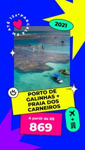 Pacote Porto de Galinhas + Praia de Carneiros por R$ 869,00 viagem no Segundo Semestre 2021 com Aéreo + Hotel c/ Café da Manhã + Opção de Transfer