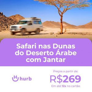 Safari nas Dunas do Deserto Árabe com Jantar com preço a partir de 275 reais com direito a refeição, transporte, equipamente e mais.