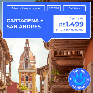 Pacote de Viagem – Cartagena + San Andrés – 2023 e 2024 – a partir de R$1.499